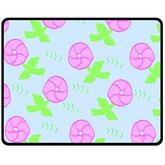 Spring Flower Tulip Floral Leaf Green Pink Fleece Blanket (medium) 