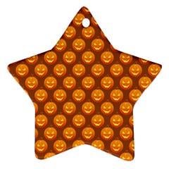 Pumpkin Face Mask Sinister Helloween Orange Star Ornament (two Sides)