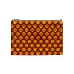 Pumpkin Face Mask Sinister Helloween Orange Cosmetic Bag (medium) 