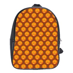 Pumpkin Face Mask Sinister Helloween Orange School Bags(large) 