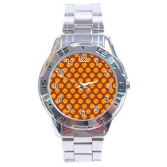 Pumpkin Face Mask Sinister Helloween Orange Stainless Steel Analogue Watch