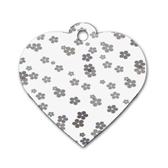 Flower Grey Jpeg Dog Tag Heart (two Sides)