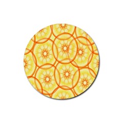Lemons Orange Lime Circle Star Yellow Rubber Coaster (round)  by Alisyart
