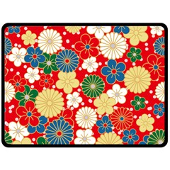 Season Flower Rose Sunflower Red Green Blue Fleece Blanket (large) 