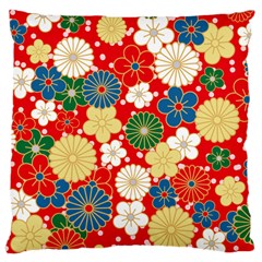 Season Flower Rose Sunflower Red Green Blue Large Cushion Case (one Side)