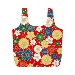 Season Flower Rose Sunflower Red Green Blue Full Print Recycle Bags (m) 