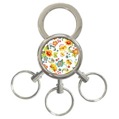 Flower Floral Rose Sunflower Leaf Color 3-ring Key Chains by Alisyart