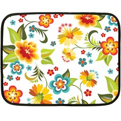 Flower Floral Rose Sunflower Leaf Color Double Sided Fleece Blanket (mini) 