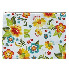 Flower Floral Rose Sunflower Leaf Color Cosmetic Bag (xxl) 