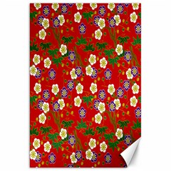 Red Flower Floral Tree Leaf Red Purple Green Gold Canvas 20  X 30   by Alisyart