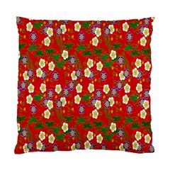 Red Flower Floral Tree Leaf Red Purple Green Gold Standard Cushion Case (two Sides)