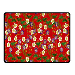 Red Flower Floral Tree Leaf Red Purple Green Gold Fleece Blanket (small)