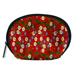 Red Flower Floral Tree Leaf Red Purple Green Gold Accessory Pouches (medium)  by Alisyart