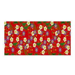 Red Flower Floral Tree Leaf Red Purple Green Gold Satin Wrap