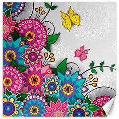 Flowers Pattern Vector Art Canvas 12  X 12   by Amaryn4rt