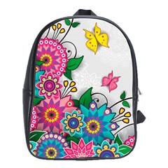 Flowers Pattern Vector Art School Bags(large)  by Amaryn4rt