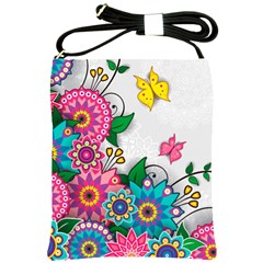 Flowers Pattern Vector Art Shoulder Sling Bags by Amaryn4rt