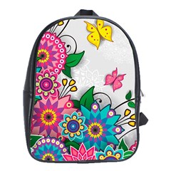 Flowers Pattern Vector Art School Bags (xl)  by Amaryn4rt