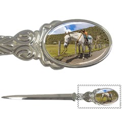 White Horse Tied Up At Cotopaxi National Park Ecuador Letter Openers by dflcprints