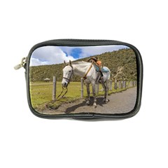 White Horse Tied Up At Cotopaxi National Park Ecuador Coin Purse by dflcprints