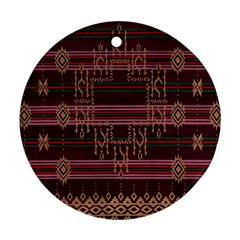 Ulos Suji Traditional Art Pattern Ornament (round) by Amaryn4rt