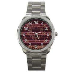 Ulos Suji Traditional Art Pattern Sport Metal Watch by Amaryn4rt