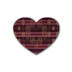 Ulos Suji Traditional Art Pattern Rubber Coaster (heart)  by Amaryn4rt