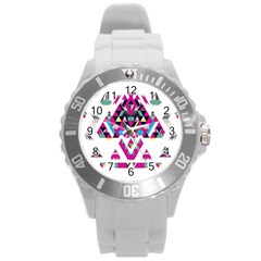 Geometric Play Round Plastic Sport Watch (l) by Amaryn4rt