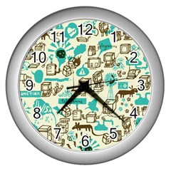 Telegramme Wall Clocks (silver)  by Amaryn4rt