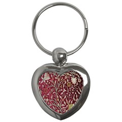 Crewel Fabric Tree Of Life Maroon Key Chains (heart) 