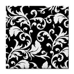 Vector Classical trAditional Black And White Floral Patterns Tile Coasters Front