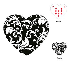Vector Classical Traditional Black And White Floral Patterns Playing Cards (heart) 
