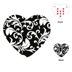 Vector Classical trAditional Black And White Floral Patterns Playing Cards (Heart)  Front
