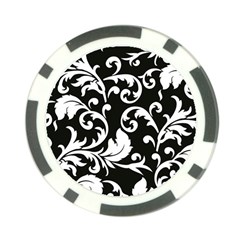 Vector Classical Traditional Black And White Floral Patterns Poker Chip Card Guard