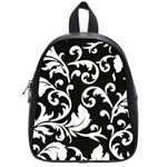 Vector Classical trAditional Black And White Floral Patterns School Bags (Small)  Front