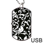 Vector Classical trAditional Black And White Floral Patterns Dog Tag USB Flash (One Side) Front