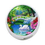 Swan Bird Spring Flowers Trees Lake Pond Landscape Original Aceo Painting Art 4-Port USB Hub (Two Sides)  Back