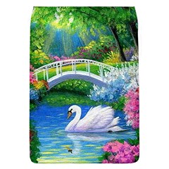 Swan Bird Spring Flowers Trees Lake Pond Landscape Original Aceo Painting Art Flap Covers (l)  by Amaryn4rt