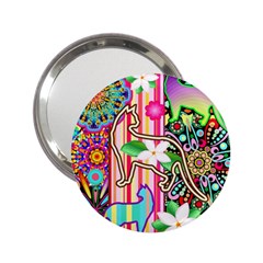 Mandalas, Cats And Flowers Fantasy Digital Patchwork 2 25  Handbag Mirrors by BluedarkArt