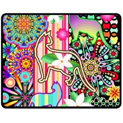 Mandalas, Cats And Flowers Fantasy Digital Patchwork Fleece Blanket (medium)  by BluedarkArt