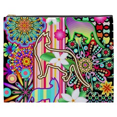 Mandalas, Cats And Flowers Fantasy Digital Patchwork Cosmetic Bag (xxxl)  by BluedarkArt