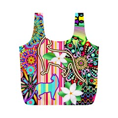 Mandalas, Cats And Flowers Fantasy Digital Patchwork Full Print Recycle Bags (m) 