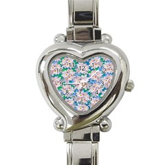 Plumeria Bouquet Exotic Summer Pattern  Heart Italian Charm Watch by BluedarkArt