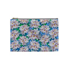 Plumeria Bouquet Exotic Summer Pattern  Cosmetic Bag (medium)  by BluedarkArt