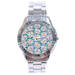 Plumeria Bouquet Exotic Summer Pattern  Stainless Steel Analogue Watch