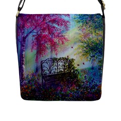 Bench In Spring Forest Flap Messenger Bag (l)  by Amaryn4rt