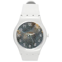 Coral Pattern Round Plastic Sport Watch (m) by Amaryn4rt