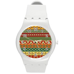 Mexican Folk Art Patterns Round Plastic Sport Watch (m) by Amaryn4rt