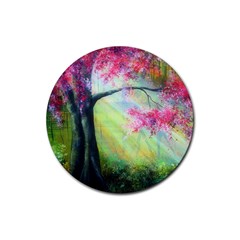 Forests Stunning Glimmer Paintings Sunlight Blooms Plants Love Seasons Traditional Art Flowers Sunsh Rubber Coaster (round)  by Amaryn4rt