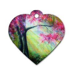 Forests Stunning Glimmer Paintings Sunlight Blooms Plants Love Seasons Traditional Art Flowers Sunsh Dog Tag Heart (one Side) by Amaryn4rt